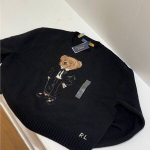 Polo by Ralph Lauren Black Sweater with Bear Design